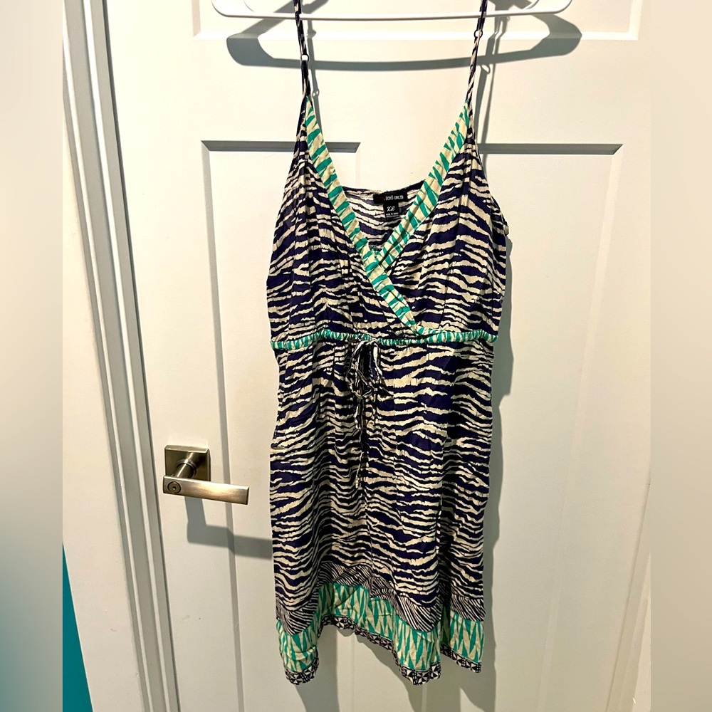 Ecko Unlimited Zebra Print Top with Teal Accents